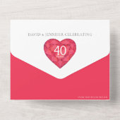 40e huwelijksjubileum robijnen hart RSVP foto All In One Uitnodiging (Achterkant)
