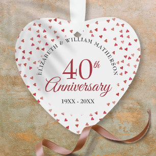 40e huwelijksjubileum Robijnen Harten Ornament