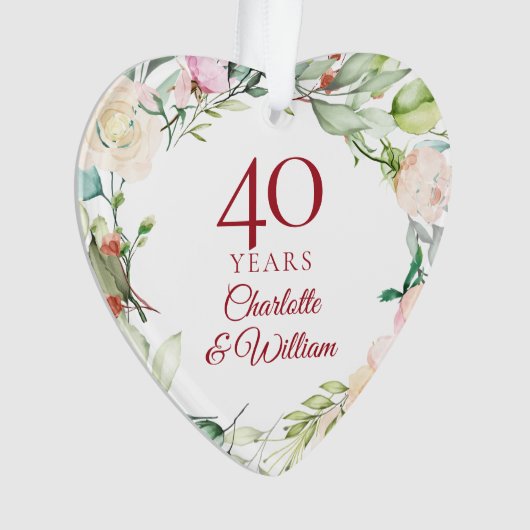 40e huwelijksjubileum rozen krans ornament (voorkant)