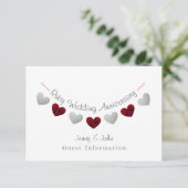 40e huwelijksjubileum slingers van robijn & zilver informatiekaartje (Staand voorkant)