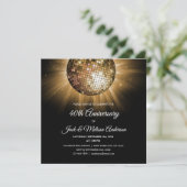 40e huwelijksjubileumfeest Gouden Disco Bal Kaart (Staand voorkant)