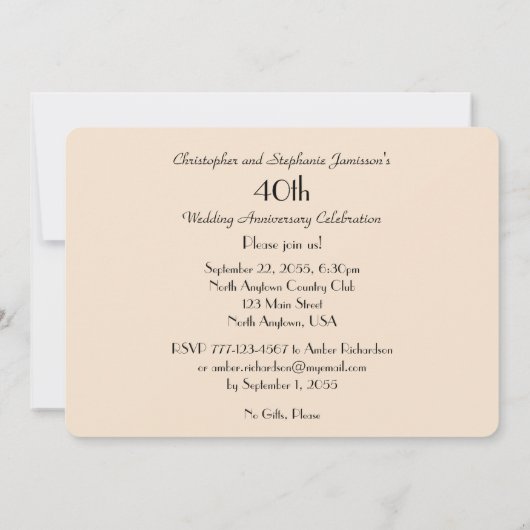 40e huwelijksjubileumfeest Roestige boog Sinaasapp Kaart (Achterkant)