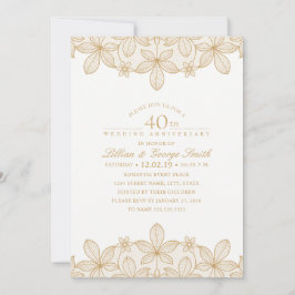 40e huwelijksverjaardag Elegante Gouden Kant Kaart