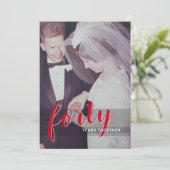 40e huwelijksverjaardag & Foto - robijnrood Kaart (Staand voorkant)