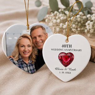 40e huwelijksverjaardag Persoonlijke Koppel Foto Keramisch Ornament