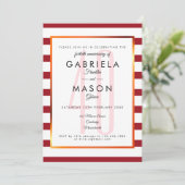 40e huwelijksverjaardag Robijn gestreepte art deco Kaart (Staand voorkant)