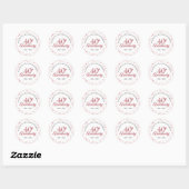 40e huwelijksverjaardag Robijn Liefdeshartjes Ronde Sticker (Vel)