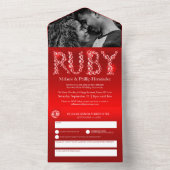 40e huwelijksverjaardag robijnen bruiloft geen env all in one uitnodiging (Binnen)