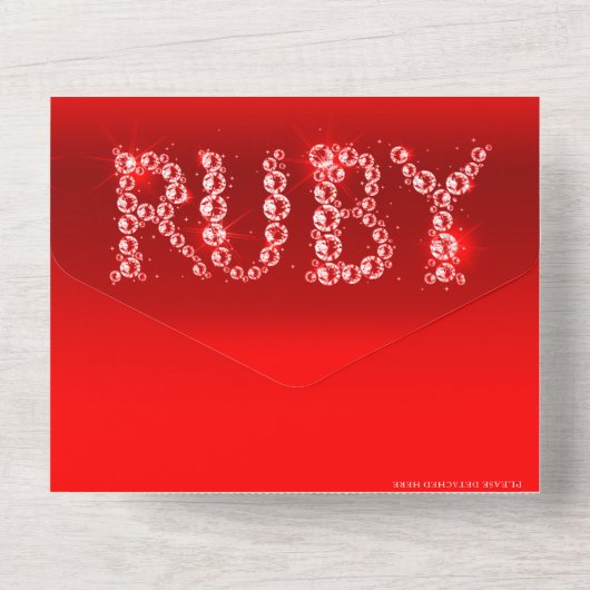 40e huwelijksverjaardag robijnen bruiloft geen env all in one uitnodiging (Achterkant)