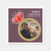 40e huwelijksverjaardag rode robijn ring foto servet (Voorkant)