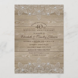 40e huwelijksverjaardag rustieke houten vintage ka kaart