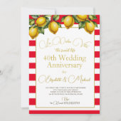 40e Italiaans Citroen Rood Wit Bruiloft Jubileum Kaart (Voorkant)