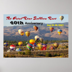 40e jaar Grote Reno Balloon Rising Balloons Poster