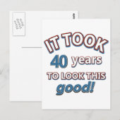 40e jaar oude design briefkaart (Voorkant / Achterkant)