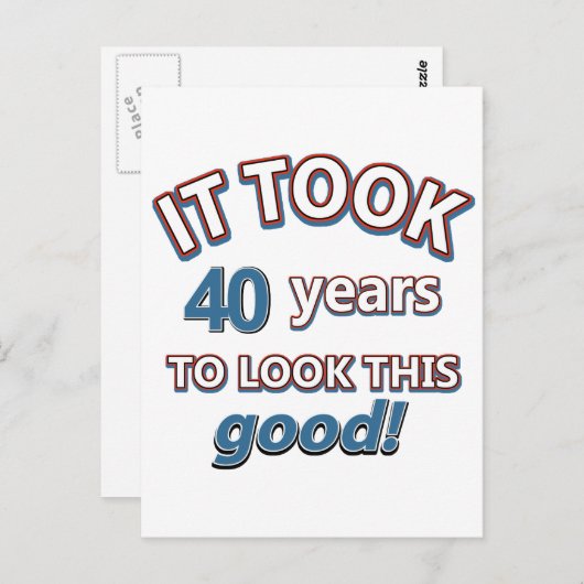 40e jaar oude design briefkaart (Voorkant / Achterkant)