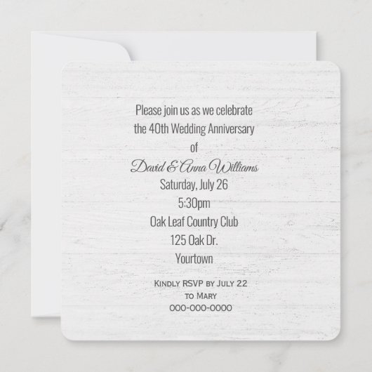 40e Jubilea krans op hout Kaart (Achterkant)