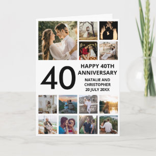 40e Jubileum 13 Foto Collage Black and White Kaart