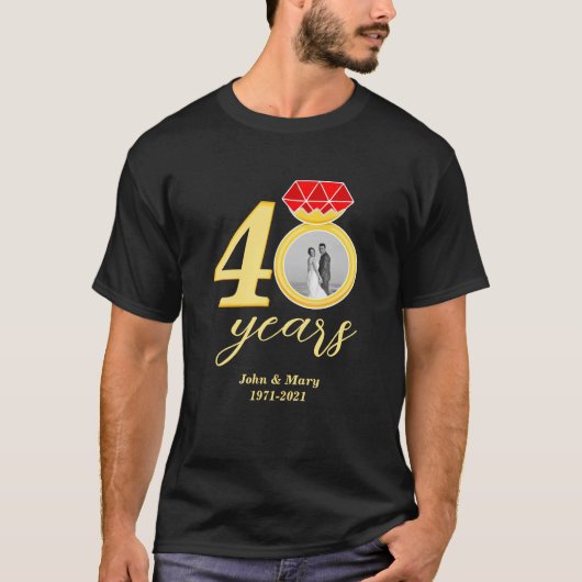 40e Jubileum 40 jaar bruiloft foto T-shirt (Voorkant)