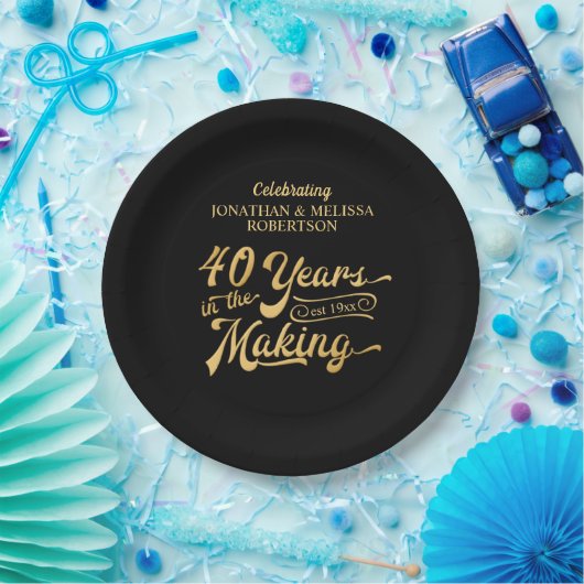 40e Jubileum 40 JAAR IN DE MAKING Retro Papieren Bordje (Feest)