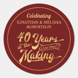 40e Jubileum 40 JAAR IN DE MAKING Ronde Sticker
