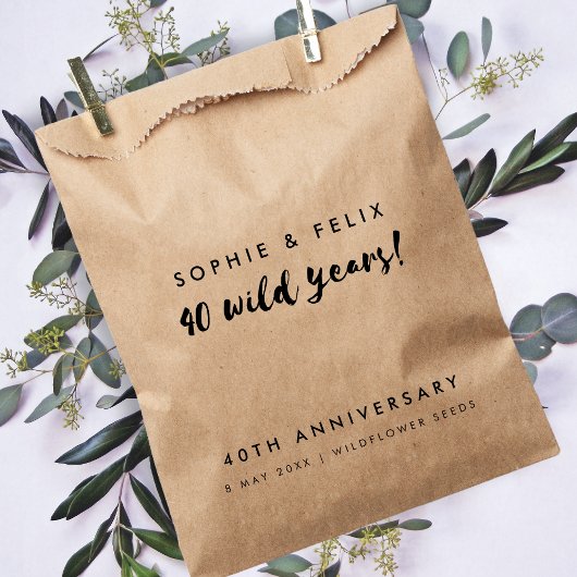 40e Jubileum | 40 Wilde jaren Rustic Kraft Seed Bedankzakje