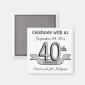 40e Jubileum Bewaar de datum Feestgunsten Magneet (Voorkant / Achterkant)