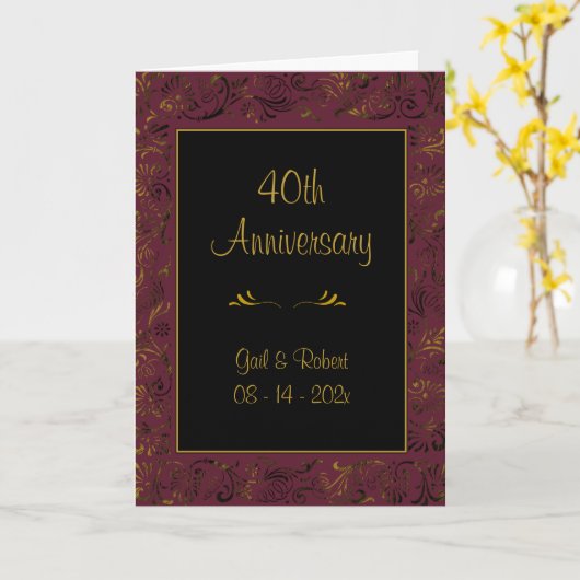 40e Jubileum Bourgogne Goud Kaart (Gele Bloem)