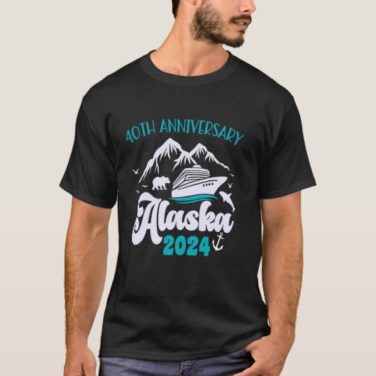 40e Jubileum bruiloft Alaska Cruise 2024 paar T-shirt (Voorkant)
