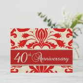 40e Jubileum Business Red Damask Kaart (Staand voorkant)