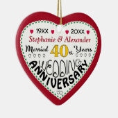 40e Jubileum cadeau hartvormige kerst Keramisch Ornament (Rechts)