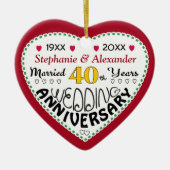 40e Jubileum cadeau hartvormige kerst Keramisch Ornament (Voorkant)