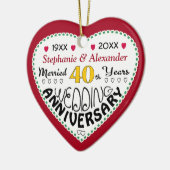 40e Jubileum cadeau hartvormige kerst Keramisch Ornament (Links)