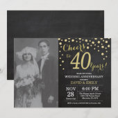 40e Jubileum Chalkboard Black en Gold Kaart (Voorkant / Achterkant)