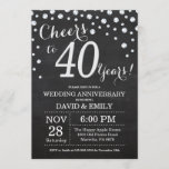 40e Jubileum Chalkboard Black Silver Kaart<br><div class="desc">40e Jubileum Chalkboard Black en Silver Invitation. Veertig Jubileum. Chalkboard Black en Silver Glitter Diamond Background Zilveren Confetti. Volwassen verjaardag. Vrouw of Man Man Birthday Party. Voor verdere aanpassing,  te klikken gelieve de knoop "van de Aanpassing het"en ons ontwerphulpmiddel te gebruiken om deze sjabloon te wijzigen.</div>