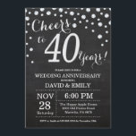 40e Jubileum Chalkboard Black Silver Kaart<br><div class="desc">40e Jubileum Chalkboard Black en Silver Invitation. Veertig Jubileum. Chalkboard Black en Silver Glitter Diamond Background Zilveren Confetti. Volwassen verjaardag. Vrouw of Man Man Birthday Party. Voor verdere aanpassing,  te klikken gelieve de knoop "van de Aanpassing het"en ons ontwerphulpmiddel te gebruiken om deze sjabloon te wijzigen.</div>