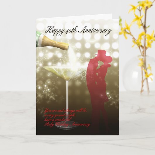 40e Jubileum - Champagne Kaart (Gele Bloem)