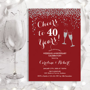 40e Jubileum - Cheers tot 40 jaar Silver Red Kaart