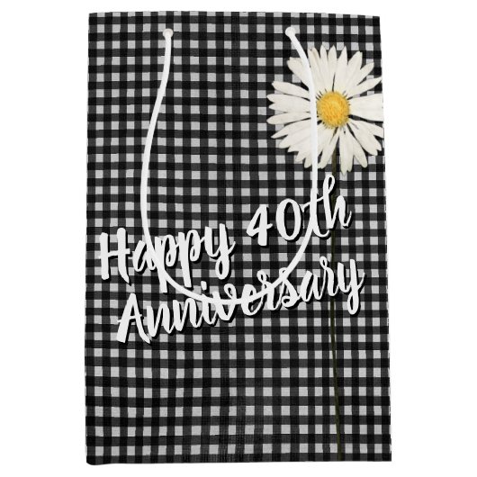 40e Jubileum Daisy on Gingham Medium Gift Bag Medium Cadeauzakje (Voorkant)