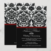 40e Jubileum Damask Invitation Merlot Red Kaart (Voorkant / Achterkant)