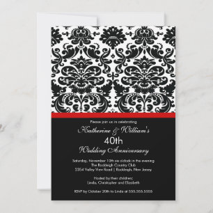 40e Jubileum Damask Invitation Red Kaart