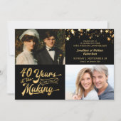 40e Jubileum Dan & nu Foto's zwart en goud Kaart (Voorkant)