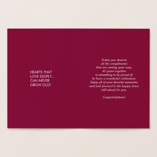 40e Jubileum Echte Folie Luxe Kaarten (Binnen)