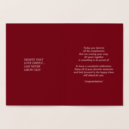 40e Jubileum Echte Folie Luxe Kaarten (Binnen)