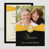 40e Jubileum - Faux Pocket Style met monogram Kaart (Voorkant / Achterkant)