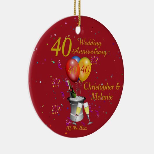 40e Jubileum-feestdag Keramisch Ornament (Rechts)