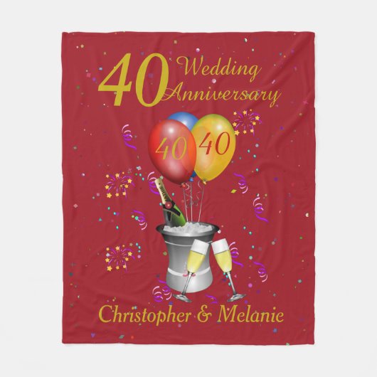 40e Jubileum-feestdag rood Fleece Deken (Voorkant)
