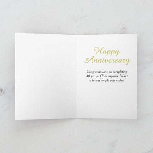 40e Jubileum-feestkaart voor bruiloft Kaart (Binnen)