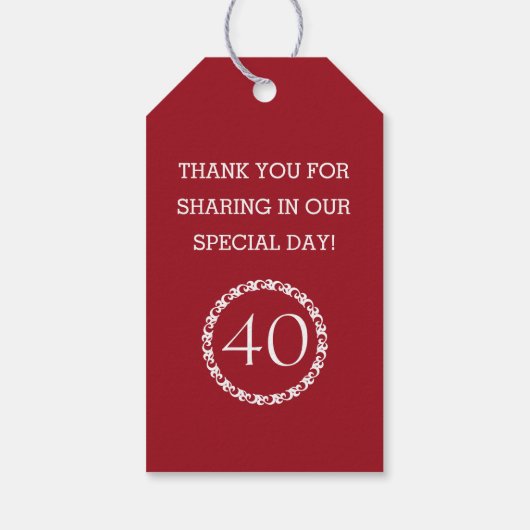 40e Jubileum Gast Favor Cadeaulabel (Achterkant)