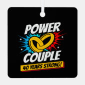 40e Jubileum gehuwde paren 40 jaar sterk Metalen Ornament (Achterkant)