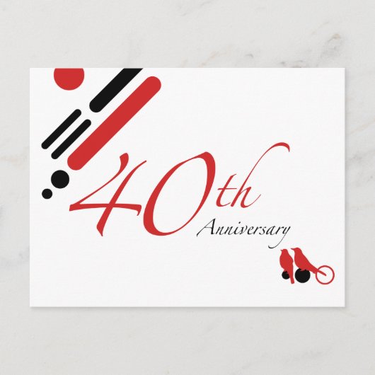 40e Jubileum (gematigde vogels) Briefkaart (Voorkant)